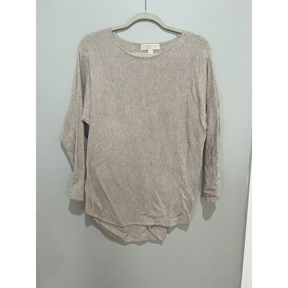 Michael Kors Taupe Long Sleeve Lightweight Sweater - Medium